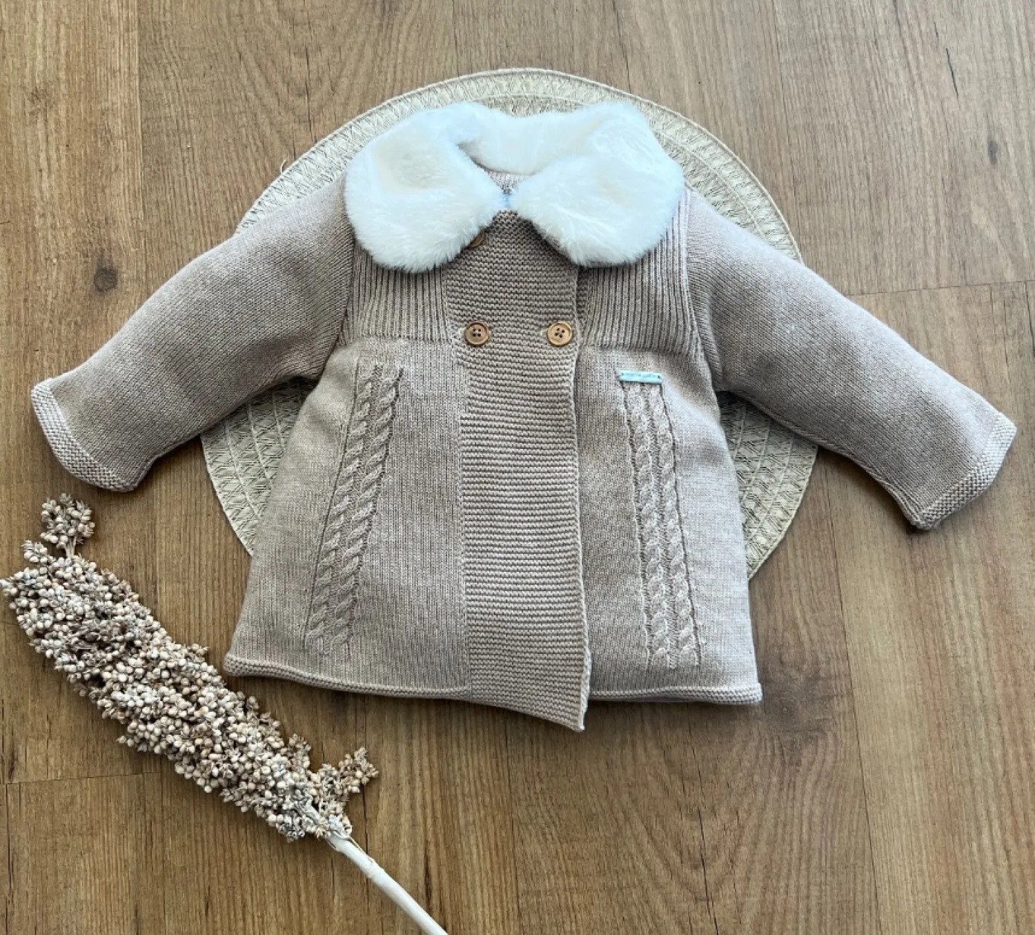 Sand-Colored Unisex Baby Coat by Don Algodón