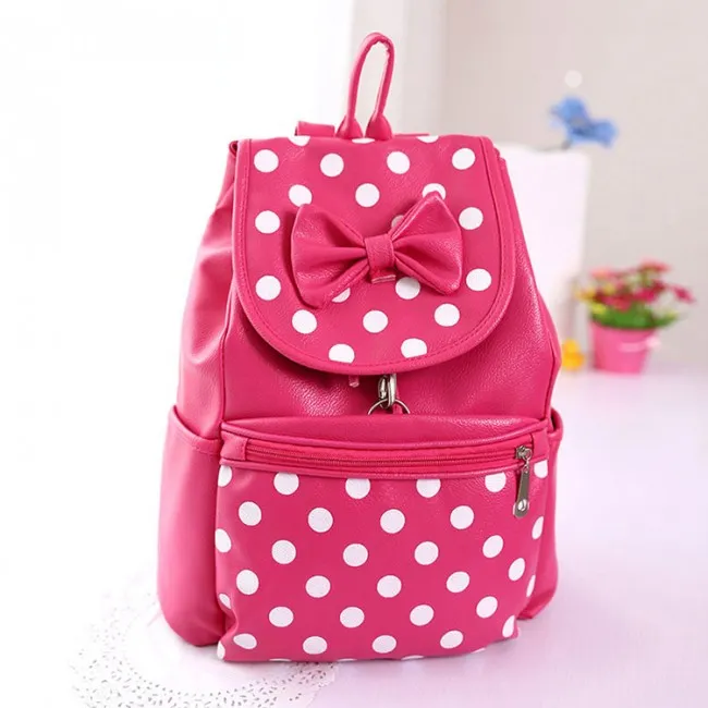 Lovely Bow Wave Point Leather Backpack