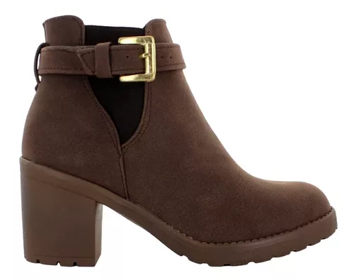 Lykos Botin Moda Casual Elegante Gamuza Cafe Mujer 74525