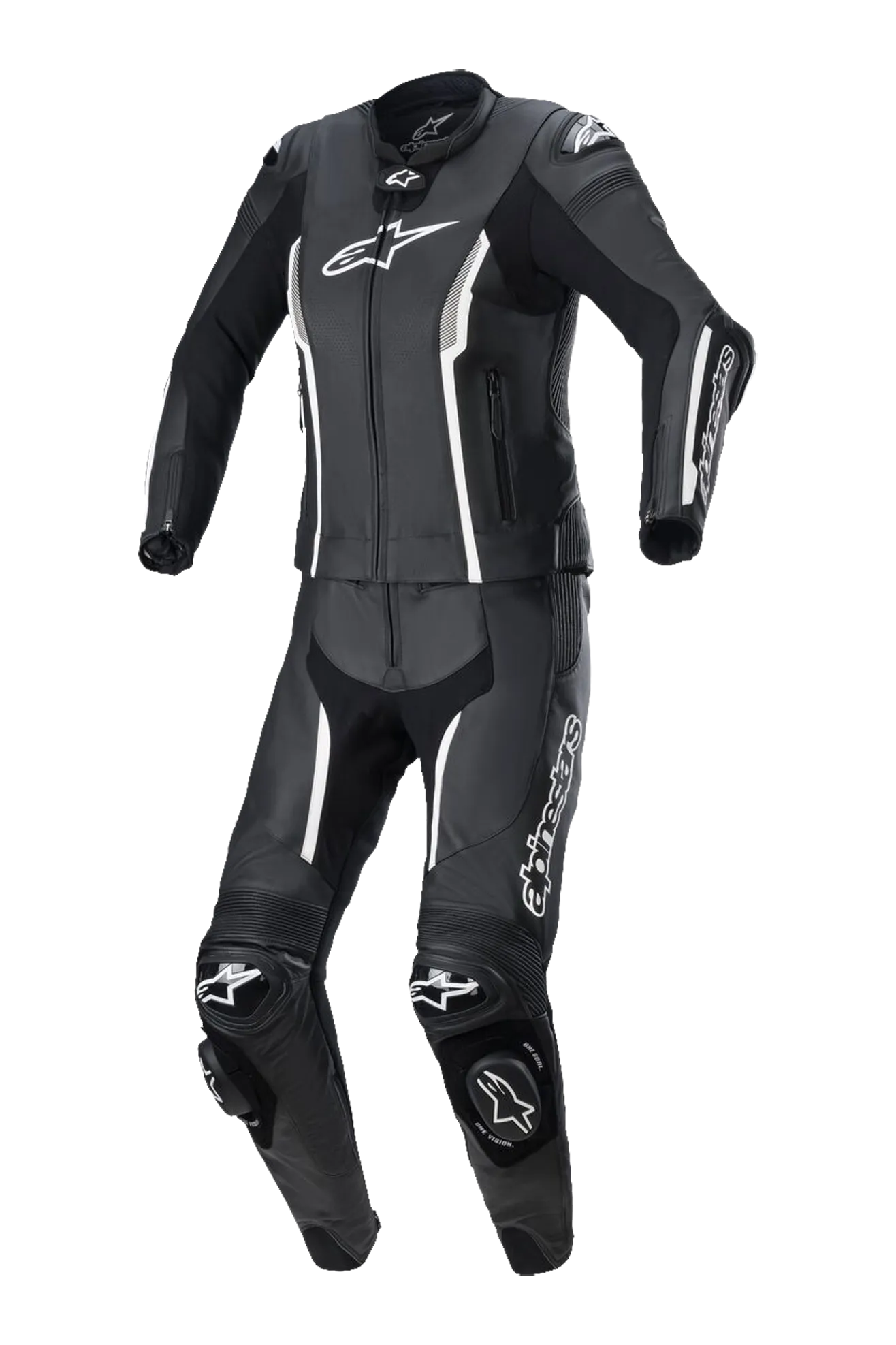 Mono de Cuero para Mujer Alpinestars Stella Missile V2 2 Piezas Negro-Blanco