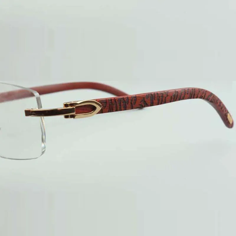 Montura de gafas lisas 3524012 con patas de madera de tigre y lentes de 56mm para unisex