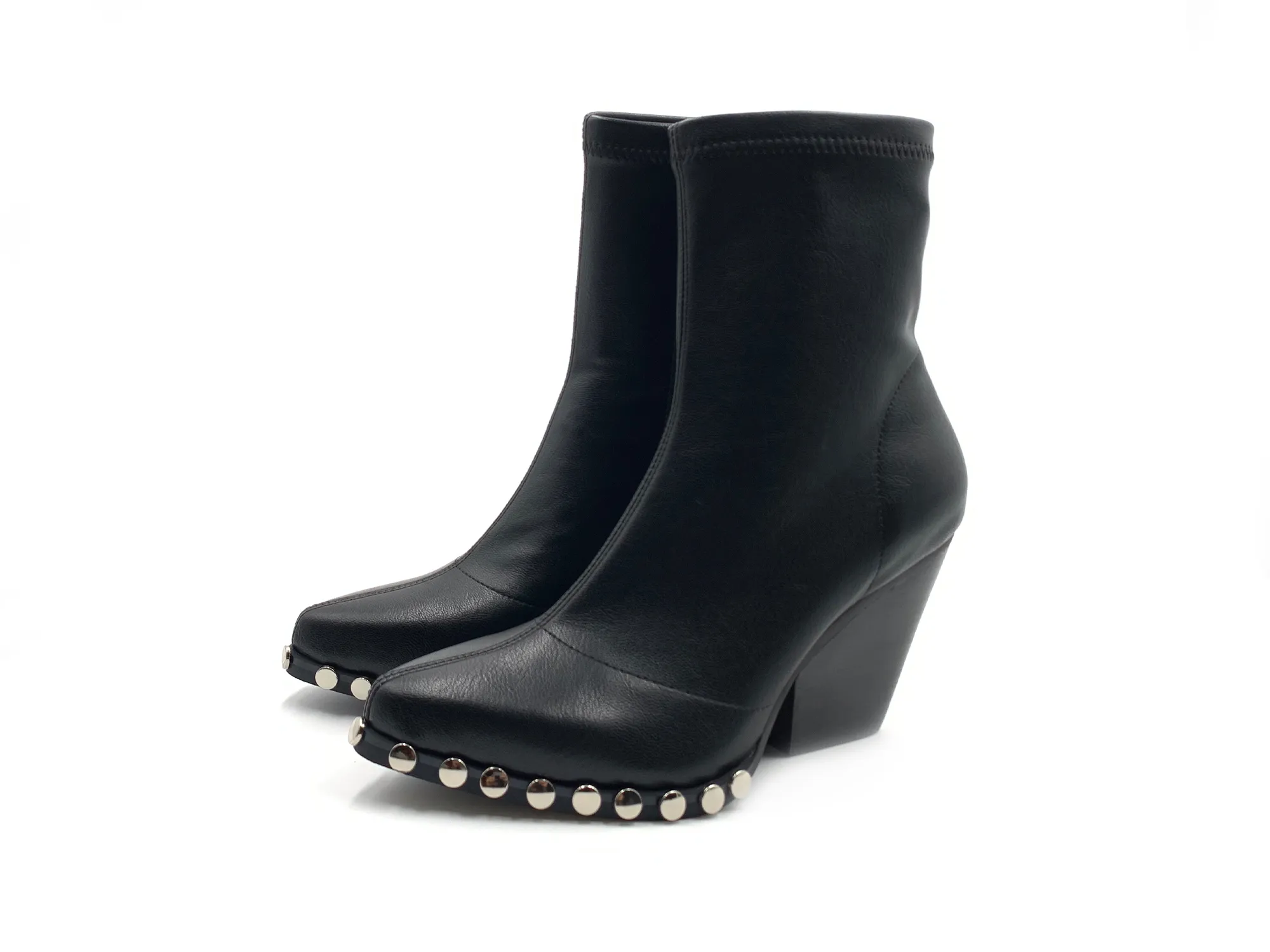 Noa Harmon 8072-06 Women's Elastic Vegan Leather Ankle Boot 8cm Heel Black
