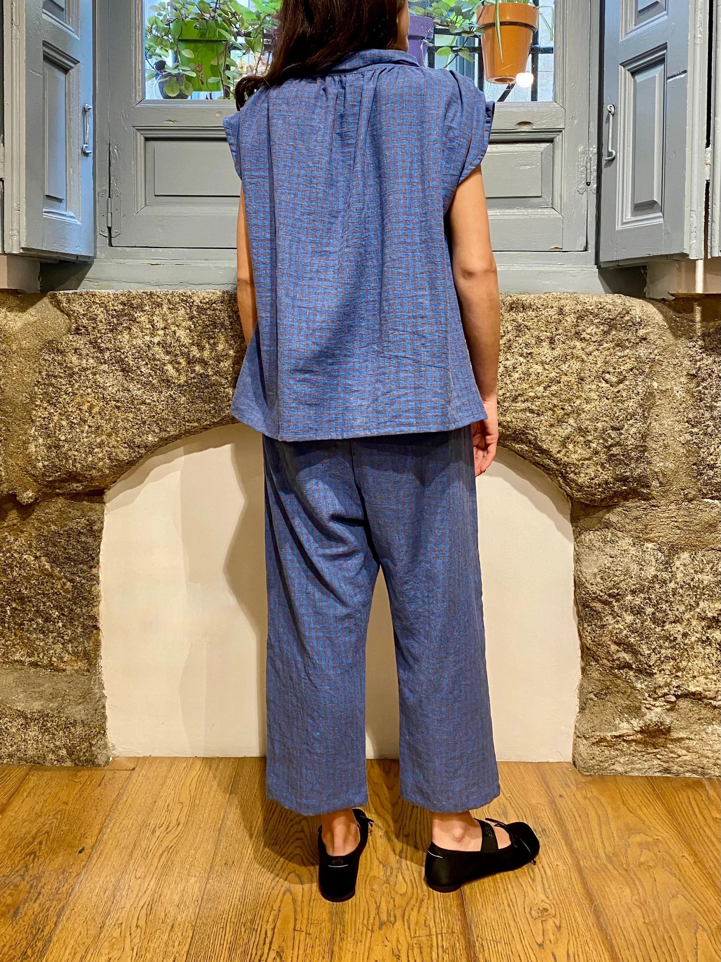 PANTALN VICHY AZUL