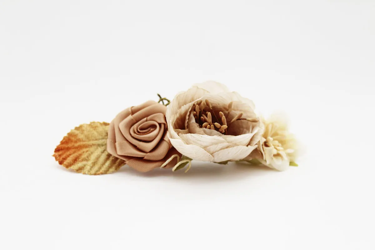 Flower Gold Camel Girls' Communion Hairpin