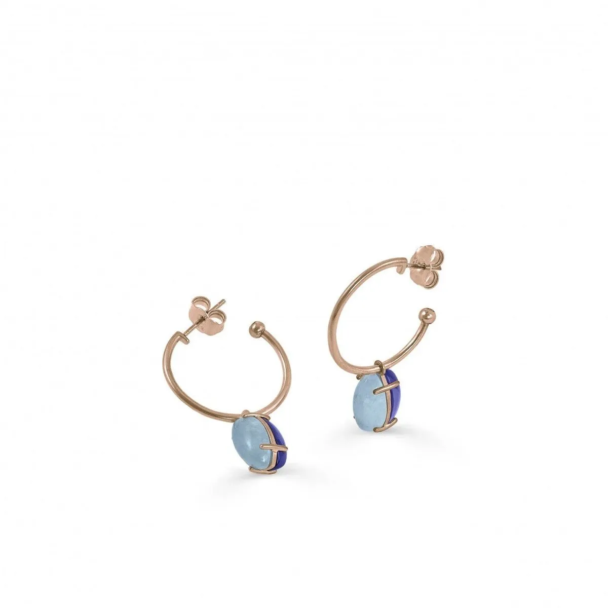 Pendientes aros con colgantes de cuarzo adamantino azul