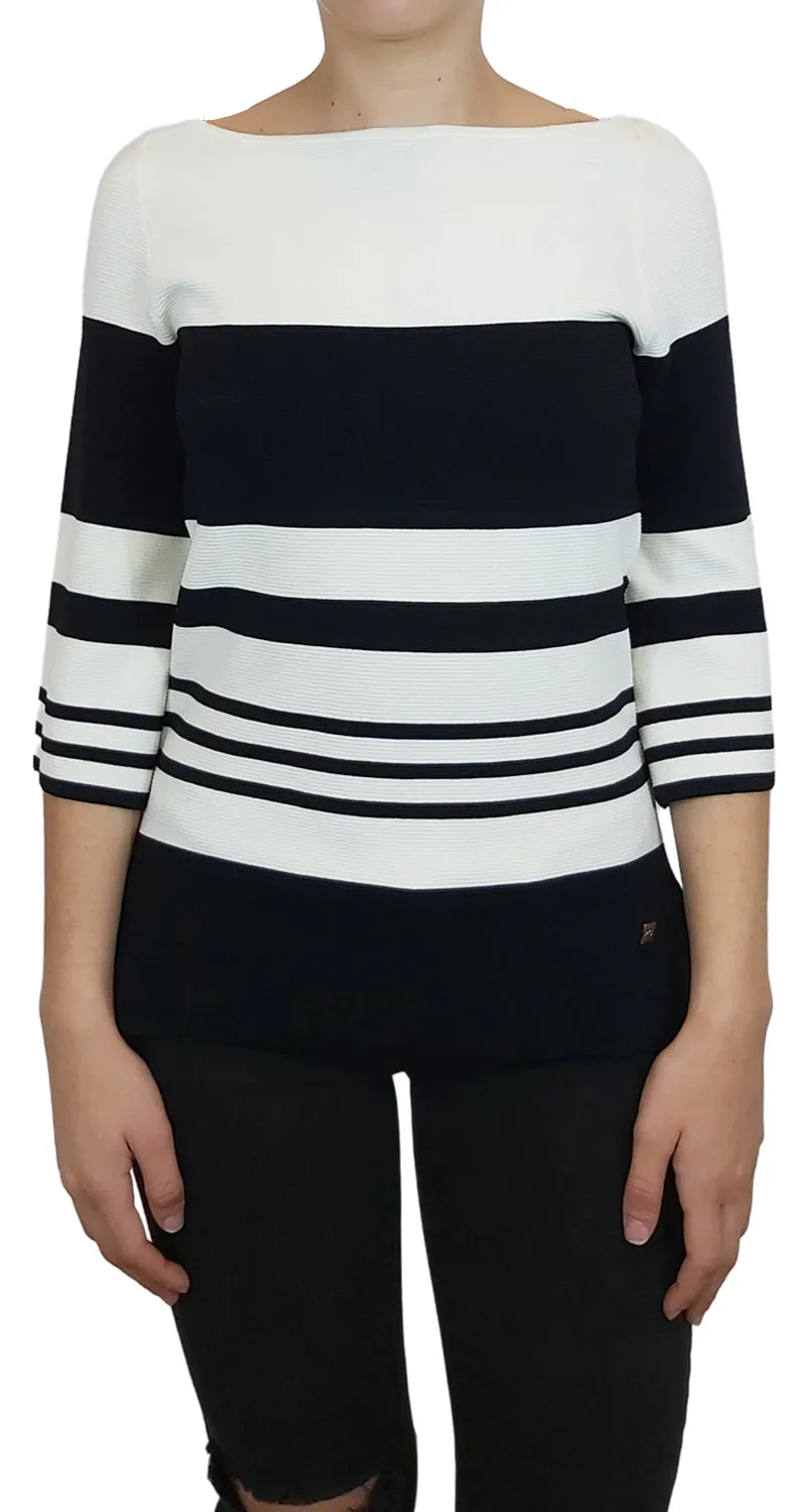 PURIFICACIÓN GARCÍA Polera de Punto con Lineas Blanco y Negro