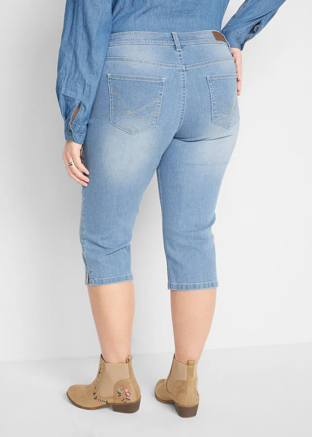Elastic Capri Cut Jeans (2 units) Blue + light worn blue