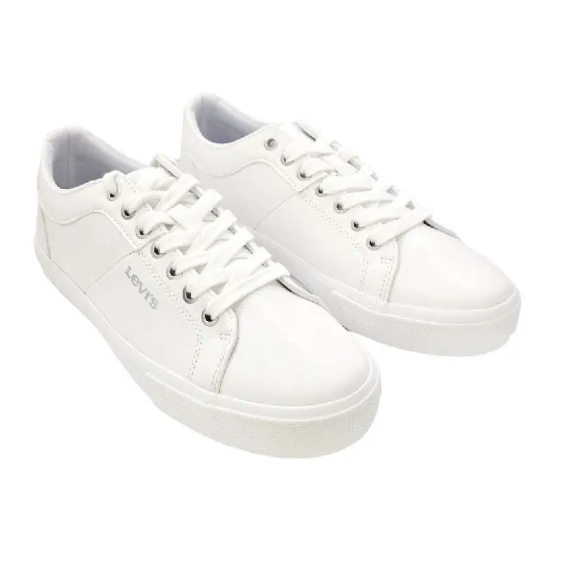 ZAPATILLA CASUAL LEVIS MUJER SUELA CASCO LOGO METALIZADO BLANCO
