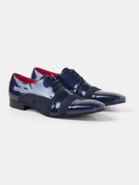 ZAPATO OXFORD PIEL CHAROL CONTRASTE ANTE MARINO